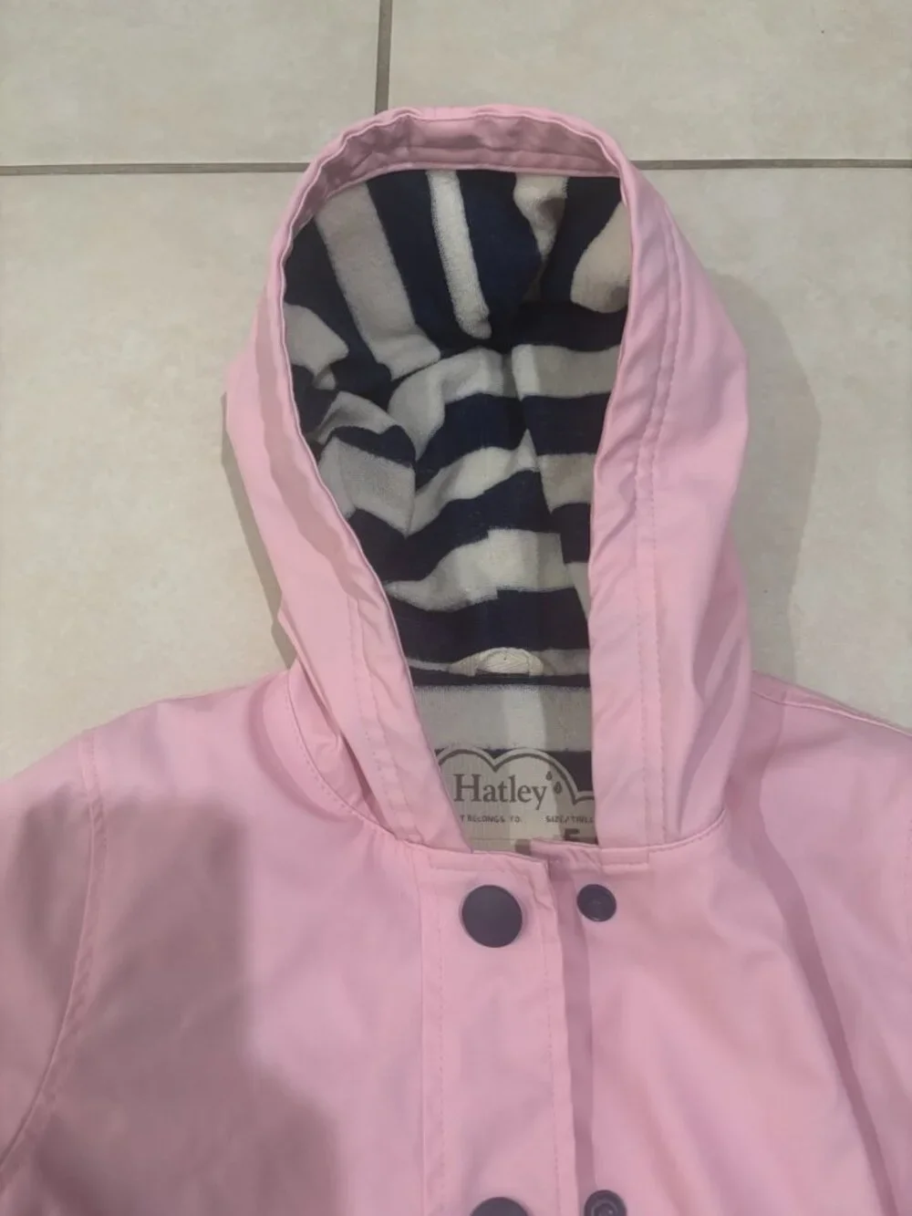 HATLEY Pink Girl’s Hooded Lined Raincoat Rain Jacket Size 5